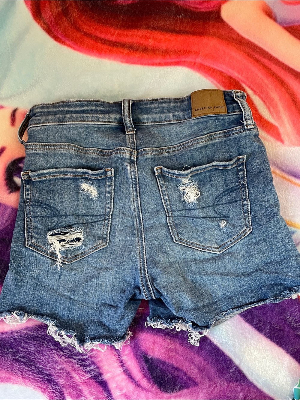 American Eagle Outfitters Distressed Blue Denim Cutoff Shorts - Picture 4 of 4